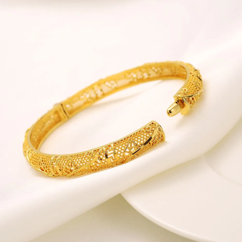Elegant 60mm Openable Gold Color Bracelet Bangle Vintage Jewelry For Dubai Africa Arab Women Jewelry Party Gift