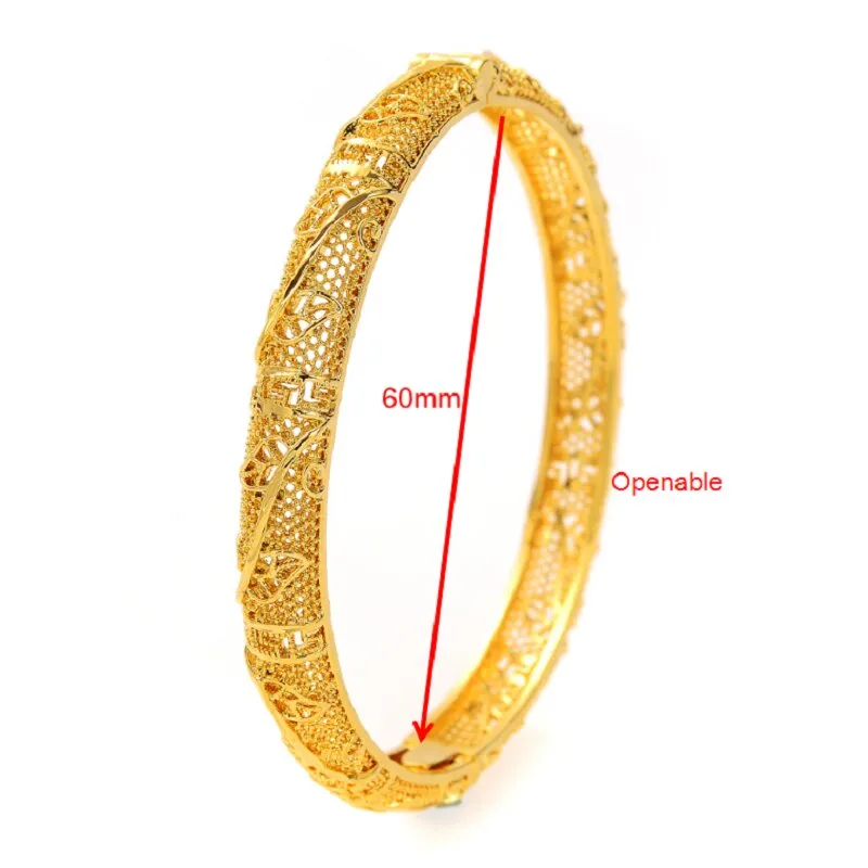Elegant 60mm Openable Gold Color Bracelet Bangle Vintage Jewelry For Dubai Africa Arab Women Jewelry Party Gift