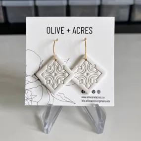 Margaret | White Speckled Clay Earrings