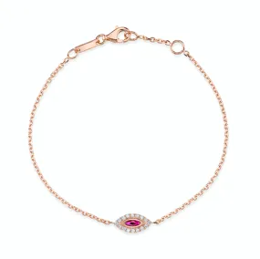 RUBY EVIL EYE CHAIN BRACELET