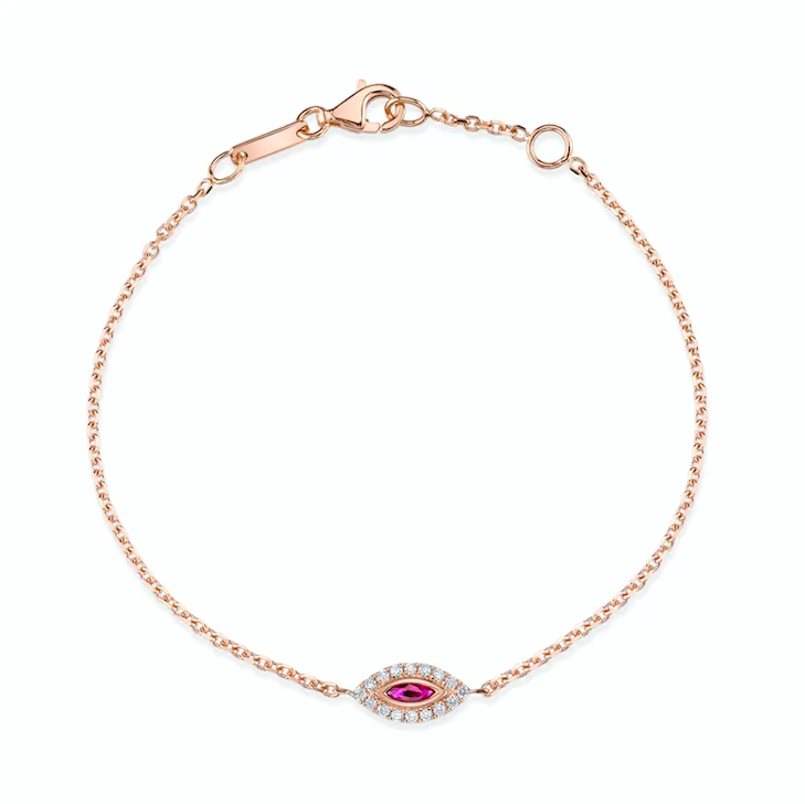 RUBY EVIL EYE CHAIN BRACELET