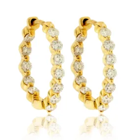 Yellow Gold .70 Carat Inside Out Diamond Hoop Earrings